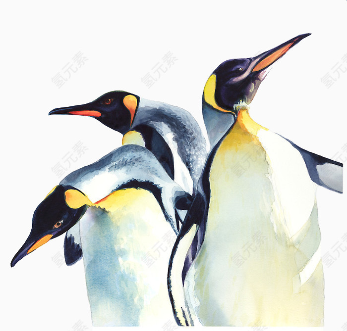 三只企鹅绘画