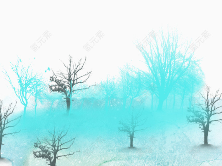蓝色烟雾弥漫树林