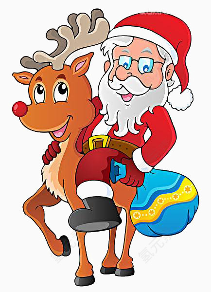卡通圣诞老人麋鹿素材