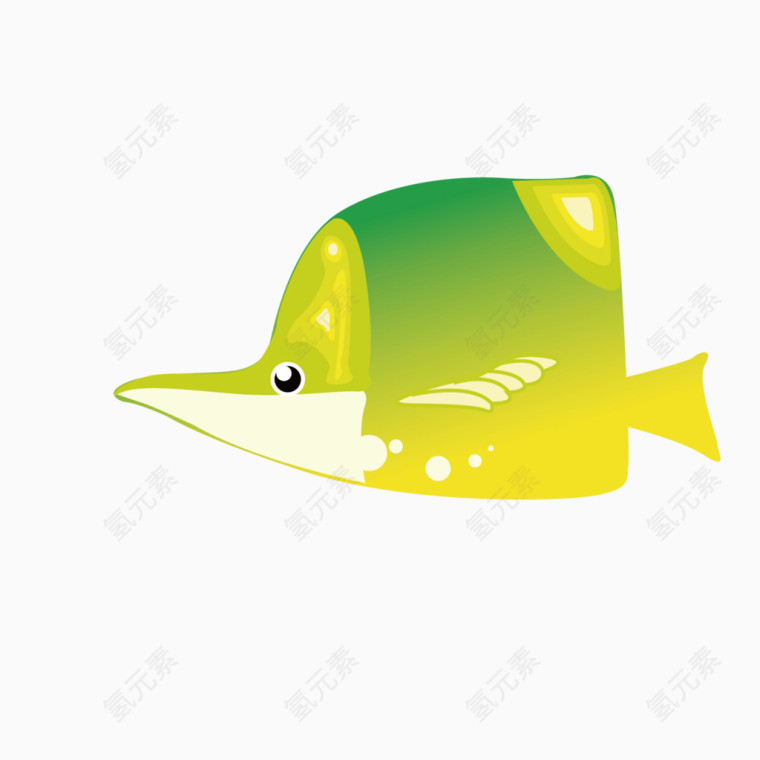 矢量绿色卡通深海鱼