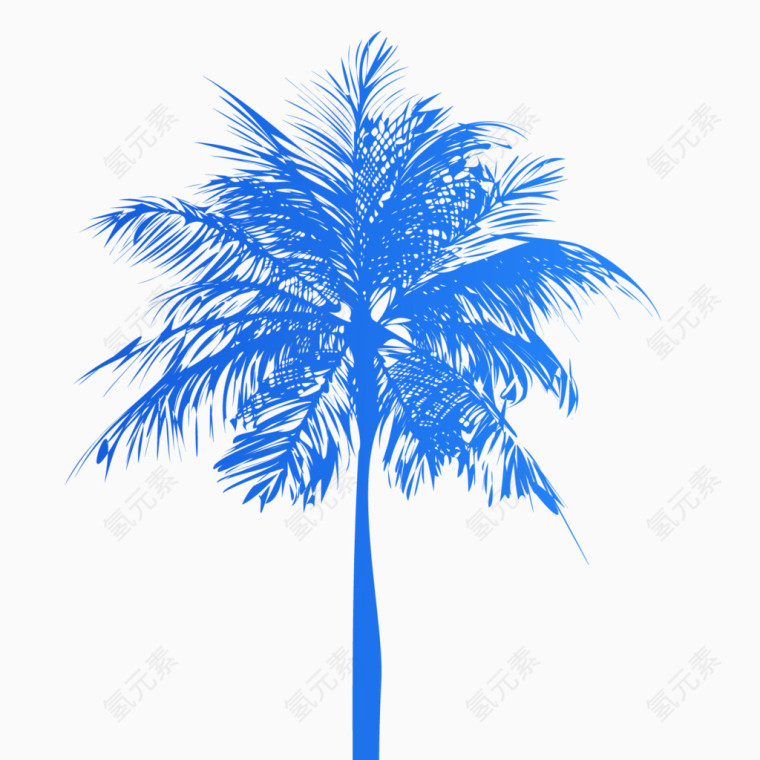 蓝色剪影椰树