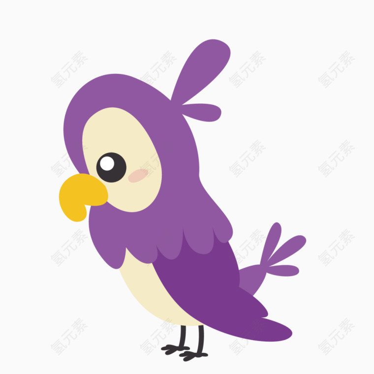 矢量紫色简约可爱插画小鸟装饰