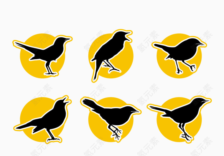 卡通鸟类乌鸦图标