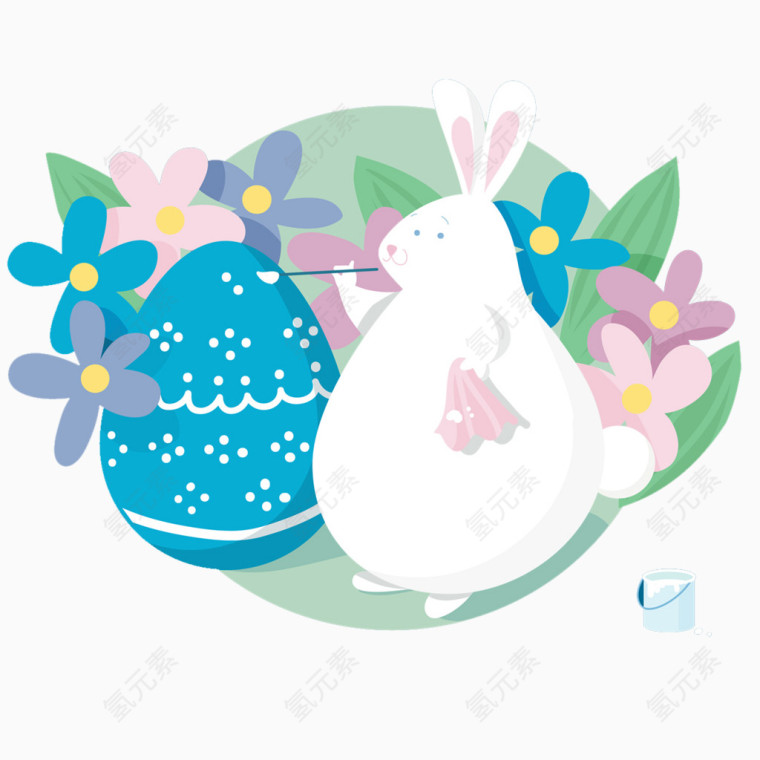 画复活彩蛋的兔子