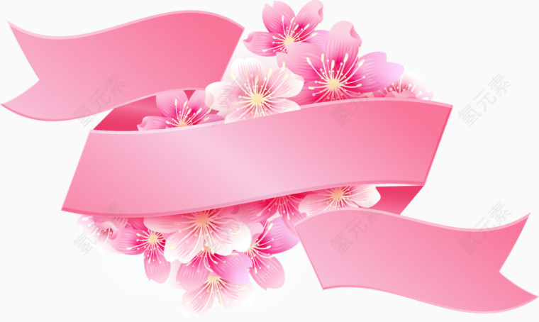 矢量手绘粉色樱花标签