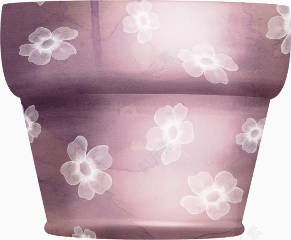 白色花朵底纹装饰紫色盆栽