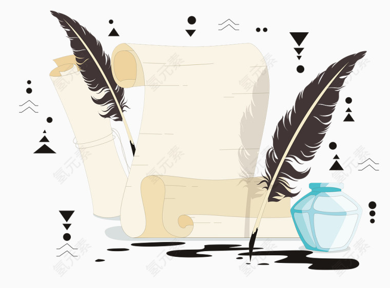 古典欧式羽毛蘸水笔与牛皮信纸