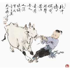 牛水墨画素材