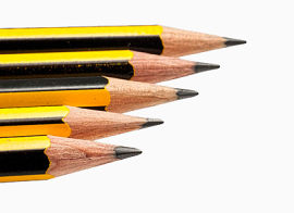 排成一排的铅笔