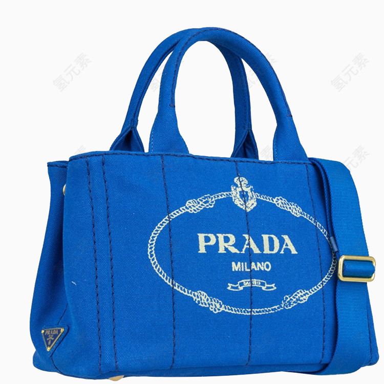 普拉达蓝色手提包侧面