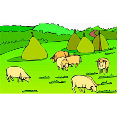 羊群蒙古包蒙古草原