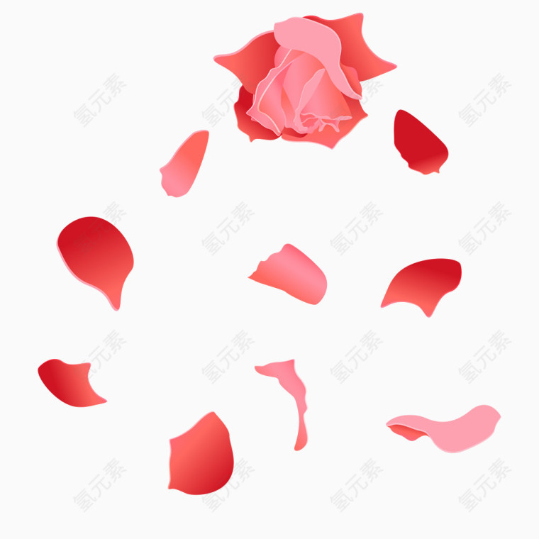 鼠绘玫瑰花花瓣矢量图
