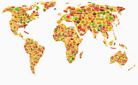 水果合成的地球大陆图