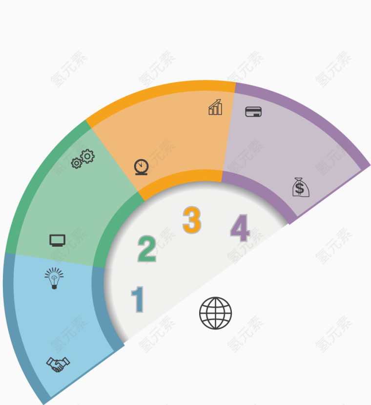 矢量创意设计半圆形数字目录