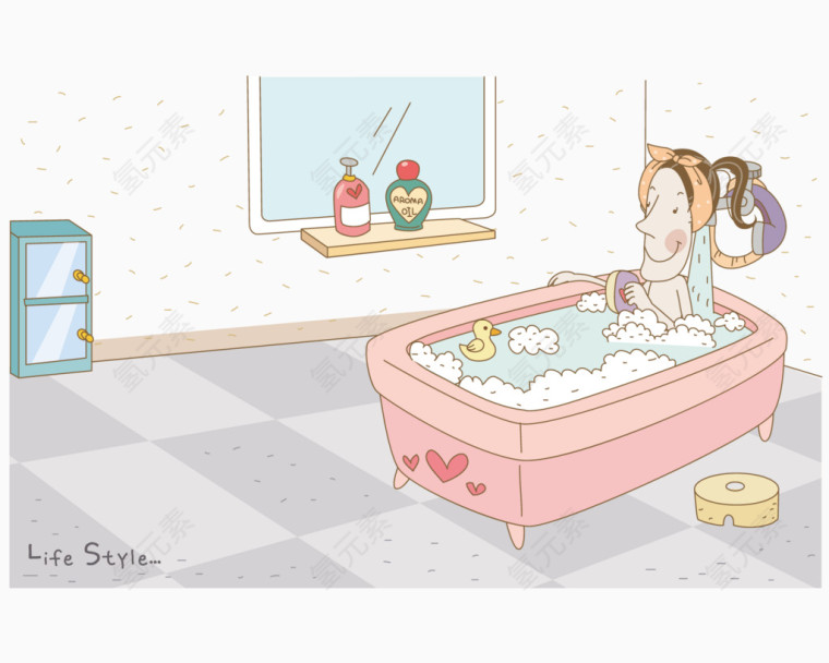 在家泡澡的女孩