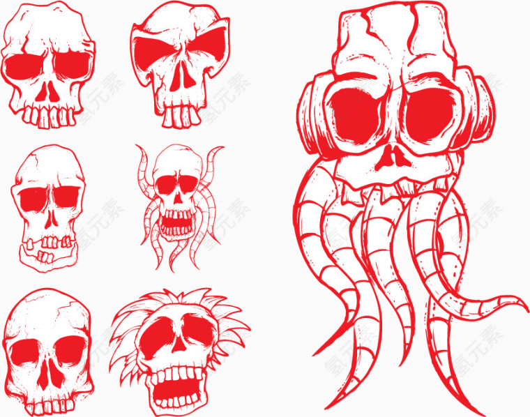 矢量红色骷髅合集