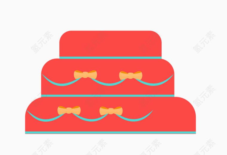 矢量红色三层蛋糕装饰