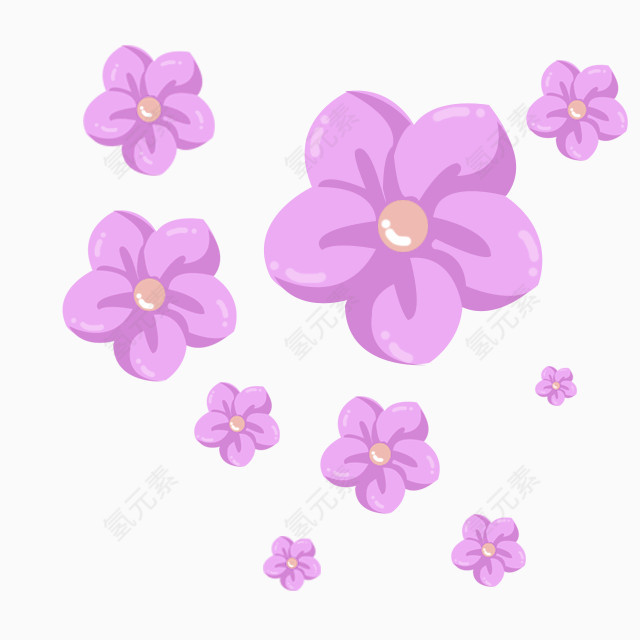 紫色清新花朵漂浮素材