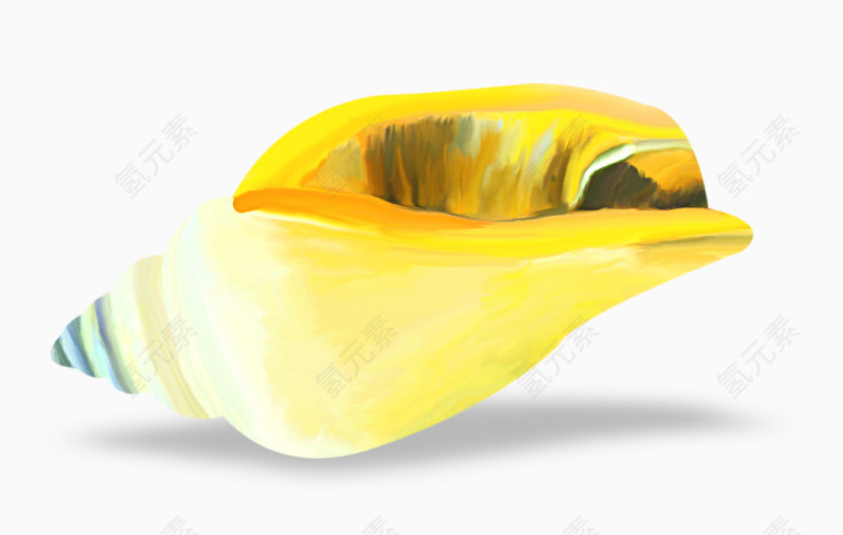 手绘黄色海螺
