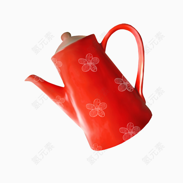 红色花色茶壶