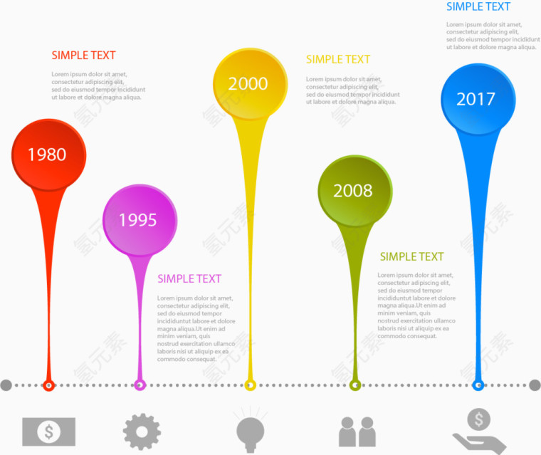 简约彩色气泡时间轴