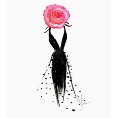 粉色黑色中国风花朵女人节
