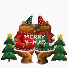 两只熊圣诞快乐圣诞树