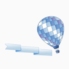蓝色热气球飘带装饰图案