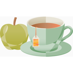 矢量手绘苹果和茶杯