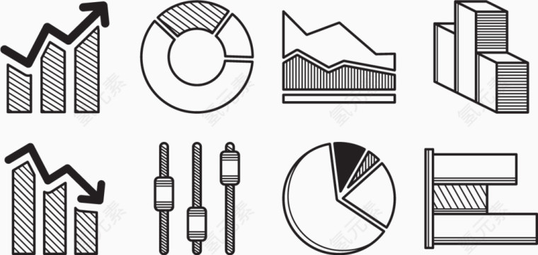 矢量黑白统计图