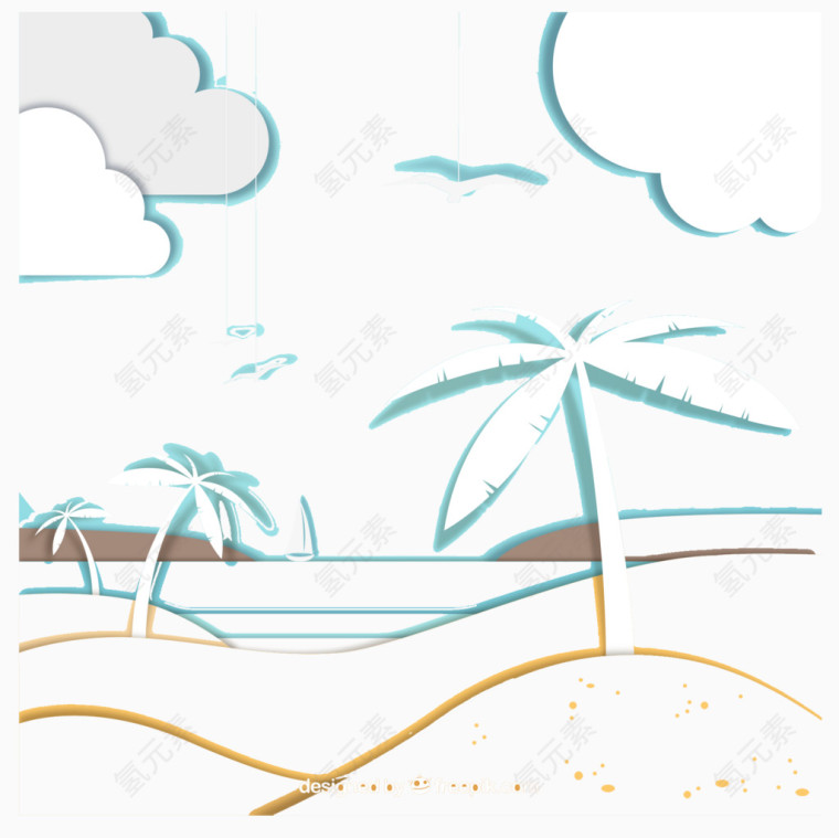 沙滩椰子树剪贴画