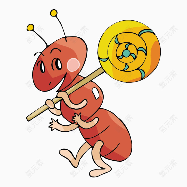 扛着棒棒糖的红色蚂蚁