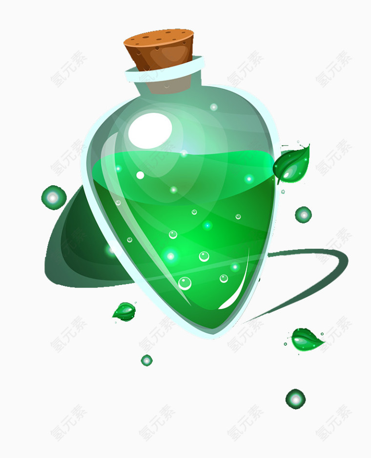 手绘绿色玻璃瓶