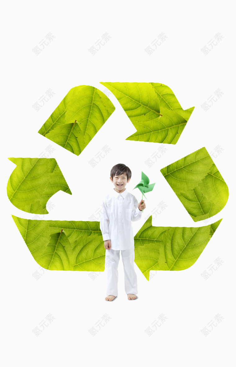 绿色环保小男孩素材图片