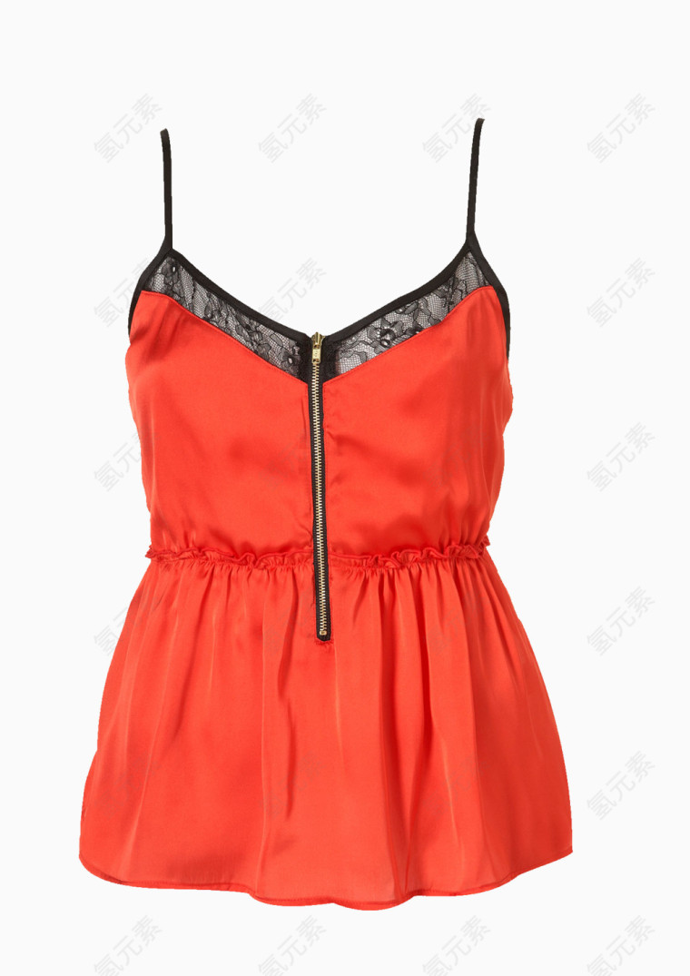 橘红吊带裙