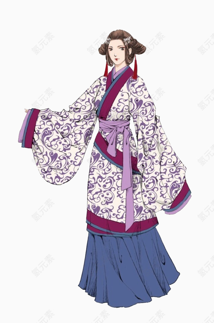 古装印花汉服女子