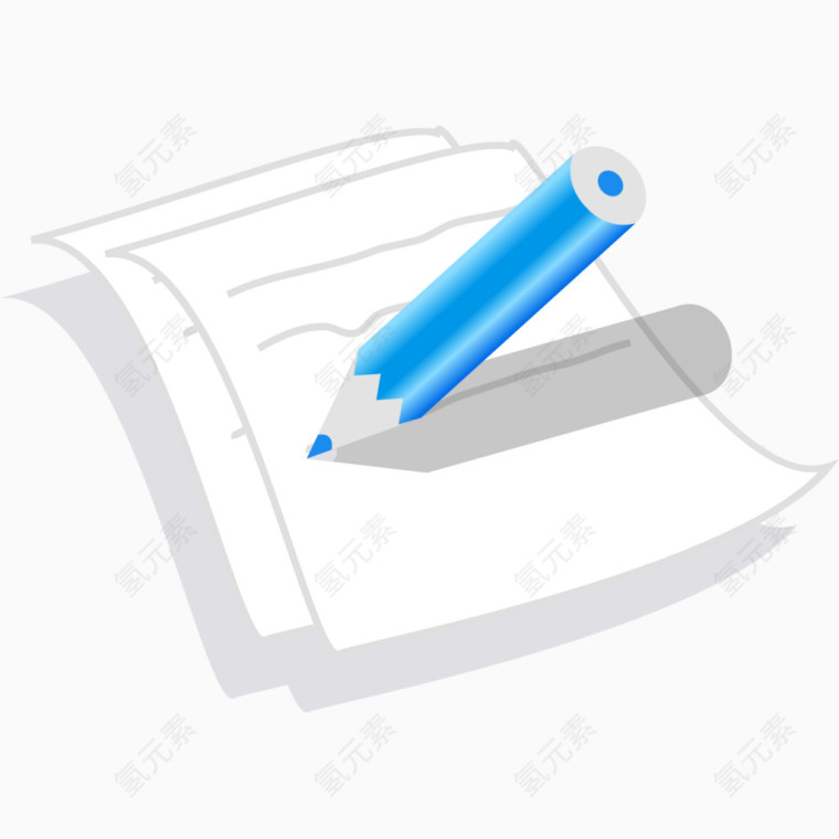 蓝色铅笔与白纸