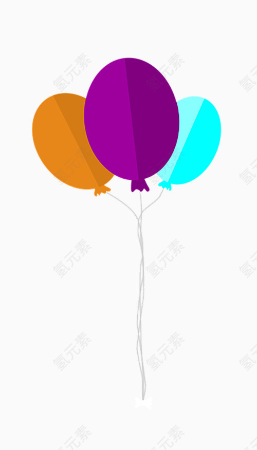 三色气球扁平化设计绳子