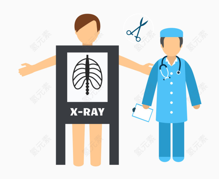 矢量卡通图案医院检查身体
