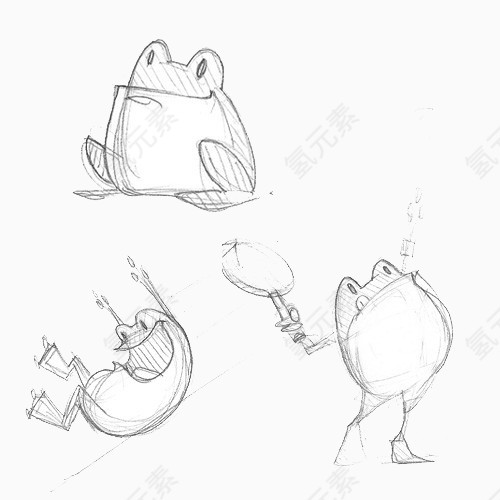 铅笔手绘青蛙图案