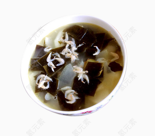 海带虾皮汤素材图片