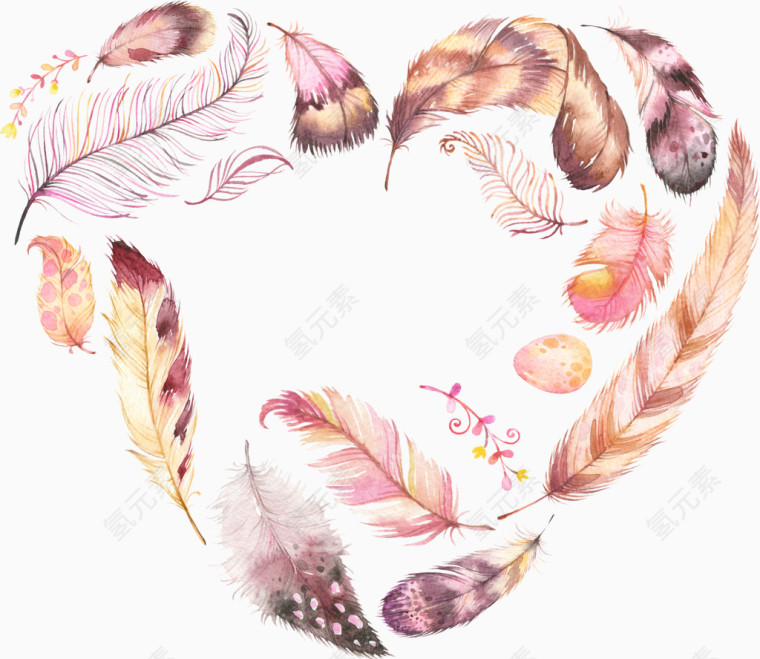 粉色手绘羽毛