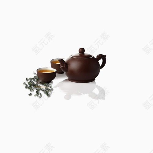 茶壶茶杯和茶叶