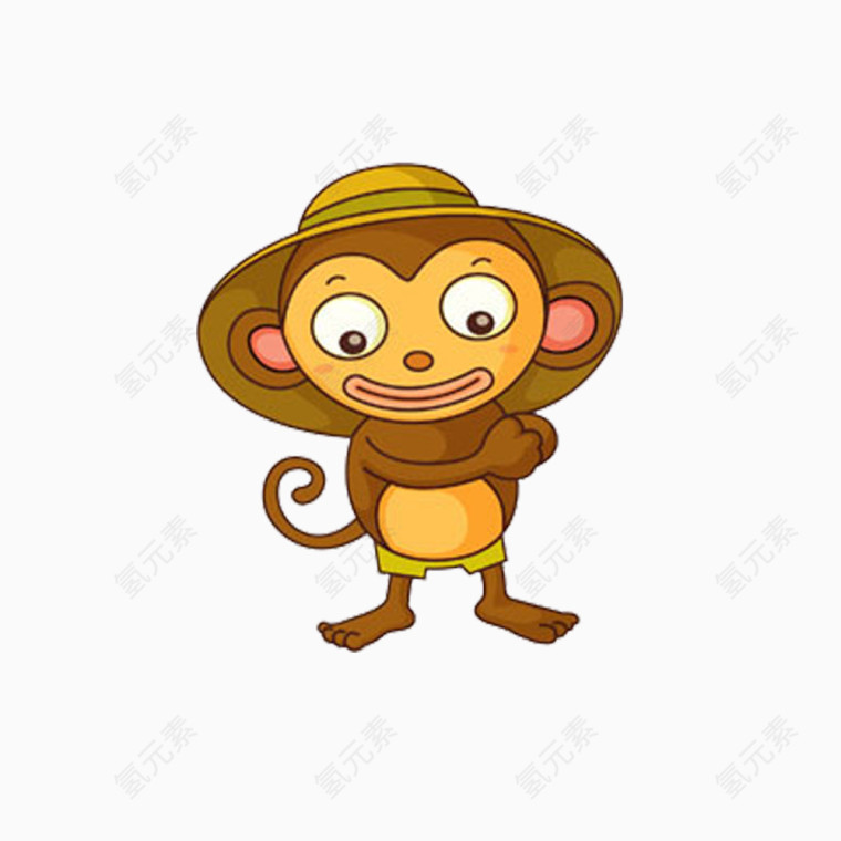 戴帽子的小猴子免抠素材