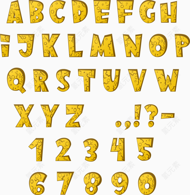 黄色艺术字字母