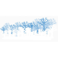 蓝色手绘矢量冬天树林