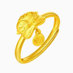 周大福貔貅金黄金戒指