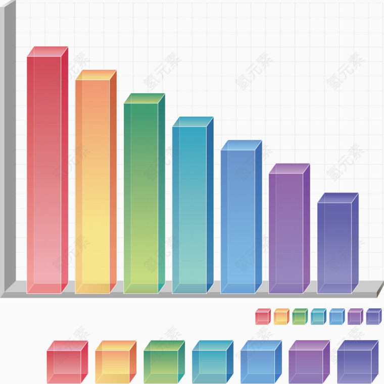 商务网格立体柱状图