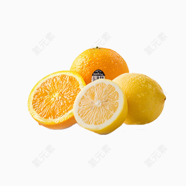 四个黄色柠檬
