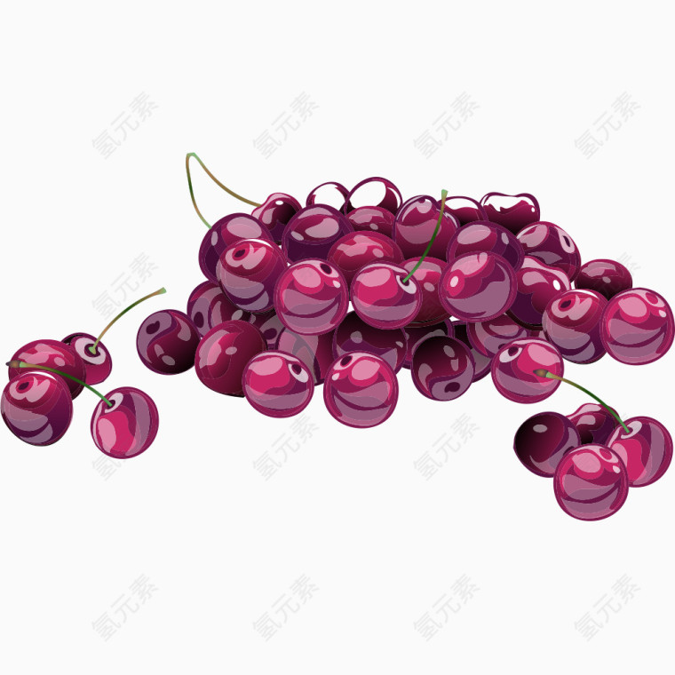 红紫色樱桃水果装饰图案